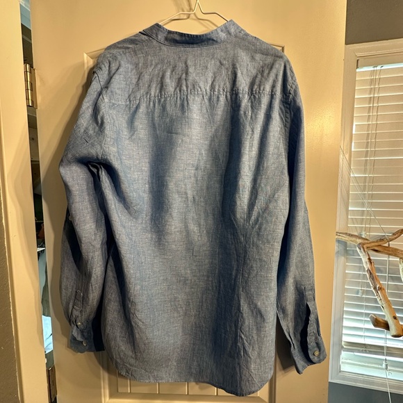 Murano Baird Mcnutt Linen Light Blue Button Shirt - Picture 2 of 5